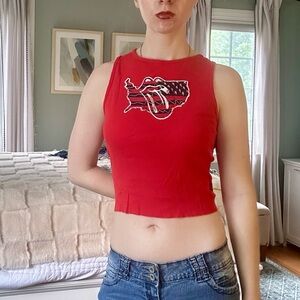rolling stones graphic cropped tank top
